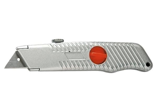 Нож 18мм, выдвижное трапециевидное лезвие, метал.корпус  (78964) (MATRIX)