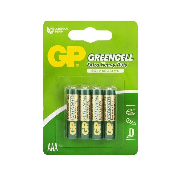 Батарейка солевая  Greencell LR03 BP4  (уп.=4шт.), GP