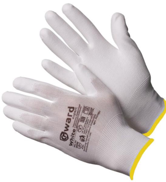 Перчатки нейлоновые, полиуретановое покрытие, белые, GWARD