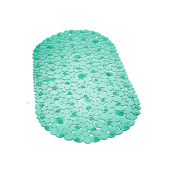 Коврик для ванны антискользящий SPA, Камешки с ракушками, овал, 69*39см, зеленый, арт. 1-1