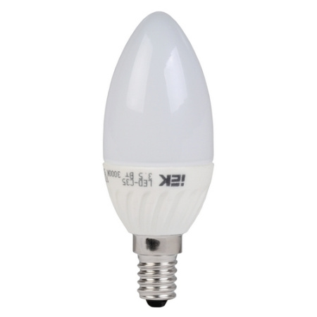 Лампа светодиодная (LED) "свеча" Е14 5Вт (450Лм) 3000К 230В IEK ECO (708600)