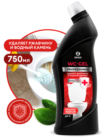 Средство для чистки сантехники WC-gel Professional, кислотное 0,75л Grass
