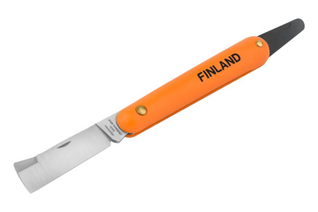 Нож прививочный с язычком для отгиба коры и прямым лезвием, нерж.сталь  (1454) (FINLAND)
