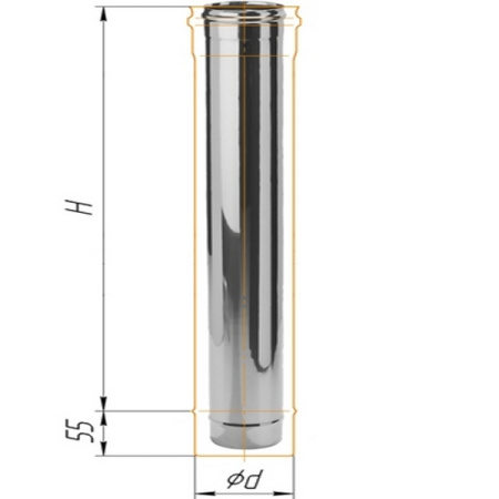 Дымоход L=1,0 м Ф120 (н/ж сталь 0,5 мм)